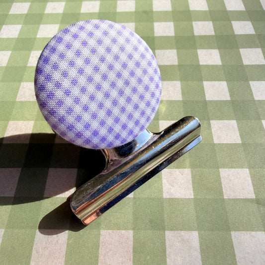 Lilac Gingham Bulldog Clip