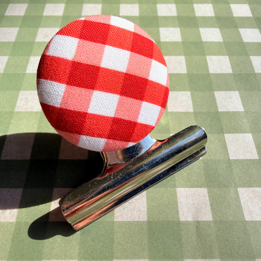 Red Gingham Bulldog Clip