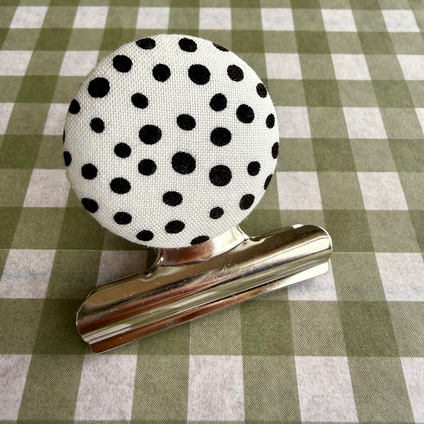 Black Polka Dot Bulldog Clip