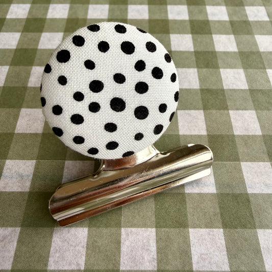 Black Polka Dot Bulldog Clip