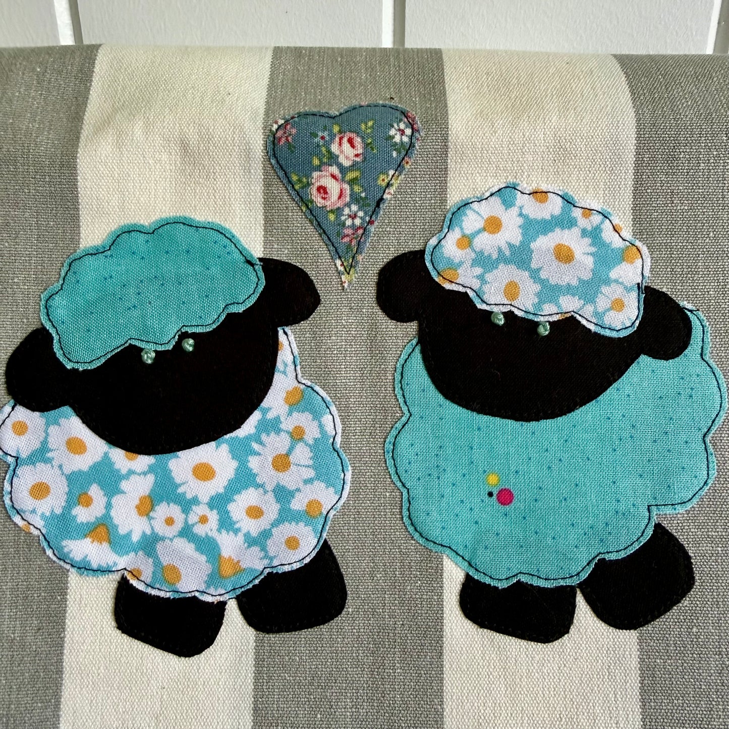 Grey Stripe Cotton Tea Towel | Blue Sheep