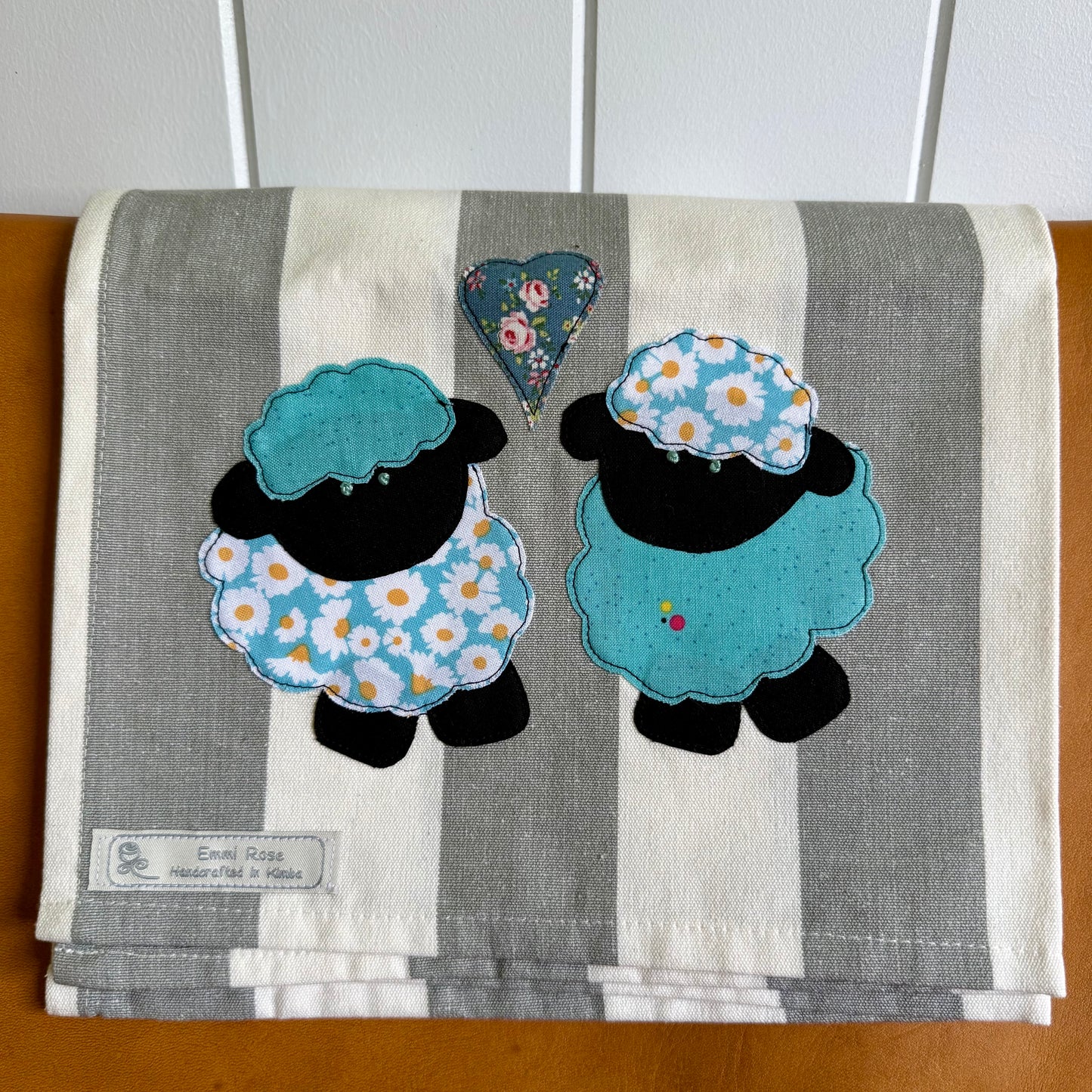 Grey Stripe Cotton Tea Towel | Blue Sheep