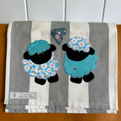 Grey Stripe Cotton Tea Towel | Blue Sheep