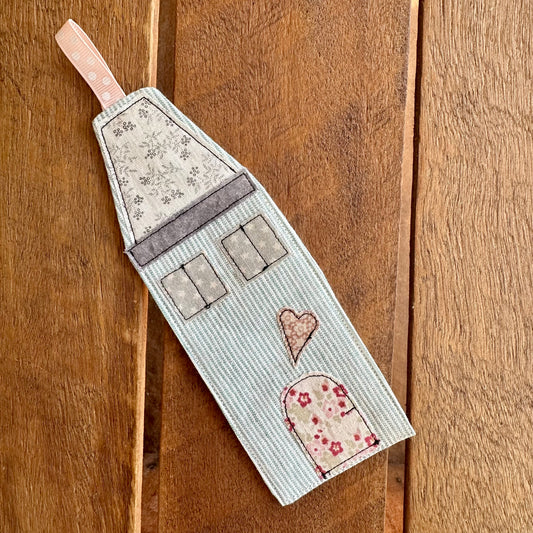 Charming Mint Stripe House Bookmark | Pink Floral Door