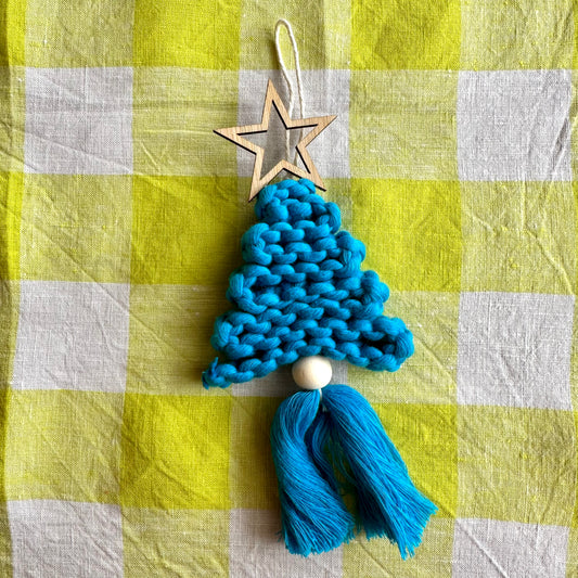 Macrame Christmas Tree - Blue