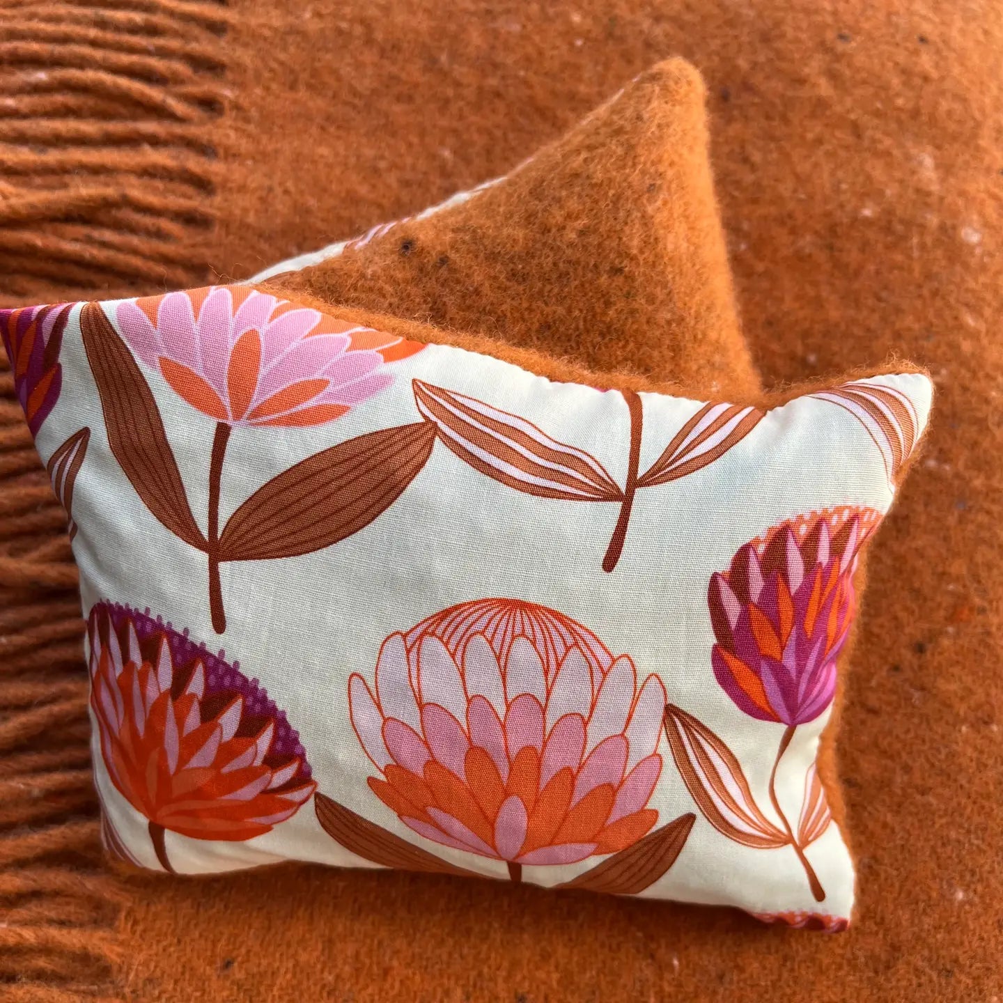 Rust Protea Recycled Wool Heat Cold Packs