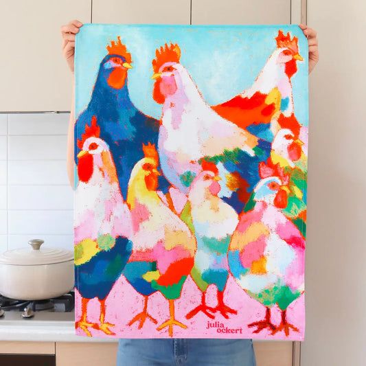 ‘Chicken Extravaganza' Tea Towel