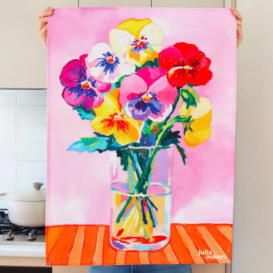 ‘Pansies in Wonderland' Tea Towel