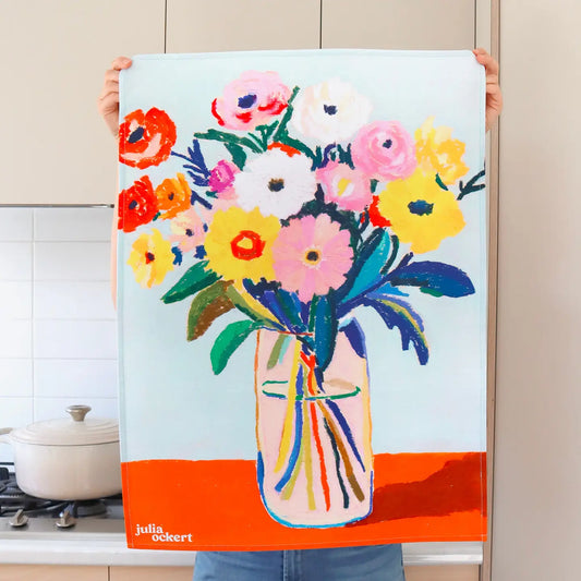 ‘Sunday Morning Flowers' Tea Towel