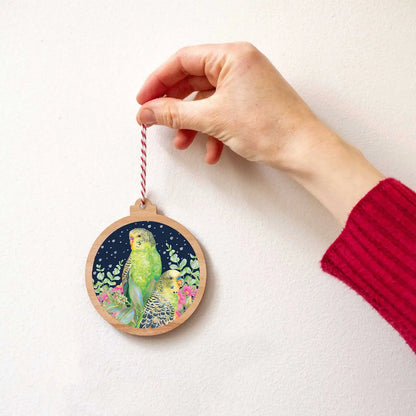 Wooden Ornament | Budgerigars