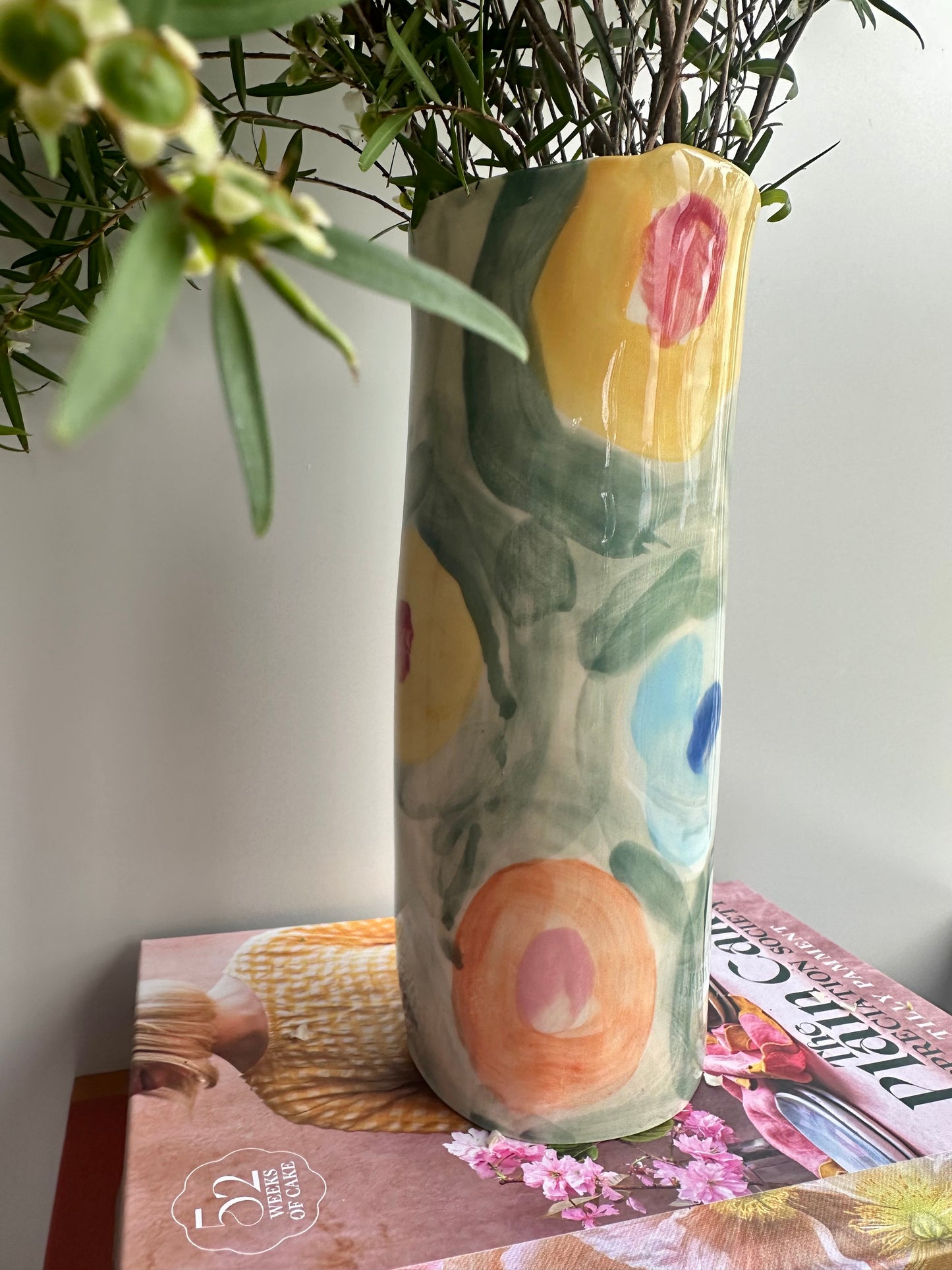 Tall Watercolour Floral Vase