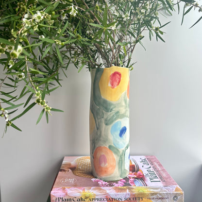 Tall Watercolour Floral Vase