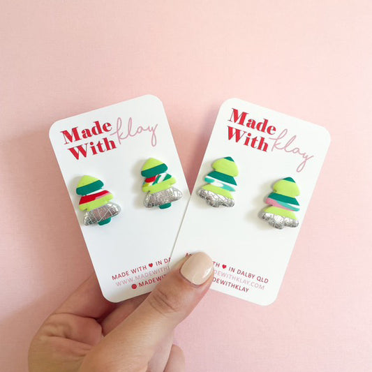 Green Christmas Tree Studs