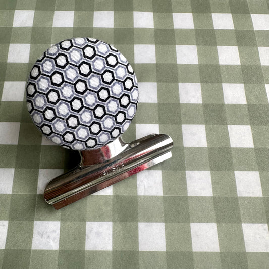 Monochrome Hexagons Bulldog Clip