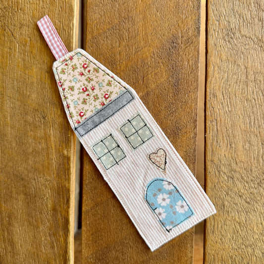 Charming Pink Stripe House Bookmark | Blue Floral Door