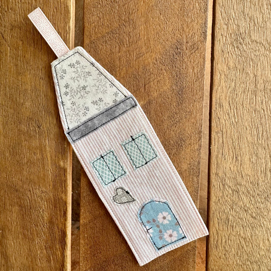 Charming Pink Stripe House Bookmark | Blue Floral II Door