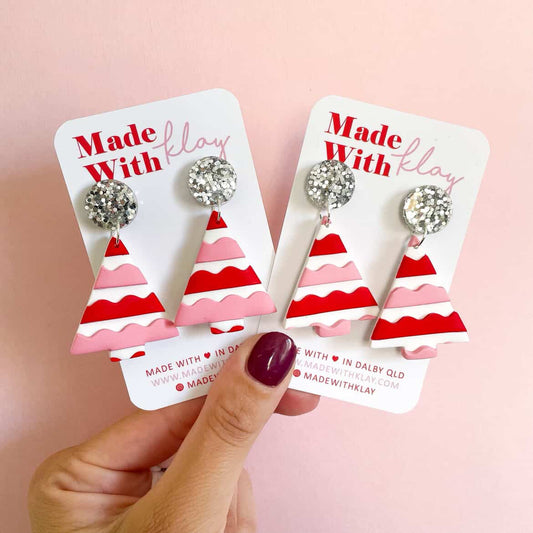Pink & Red Christmas Tree Dangles
