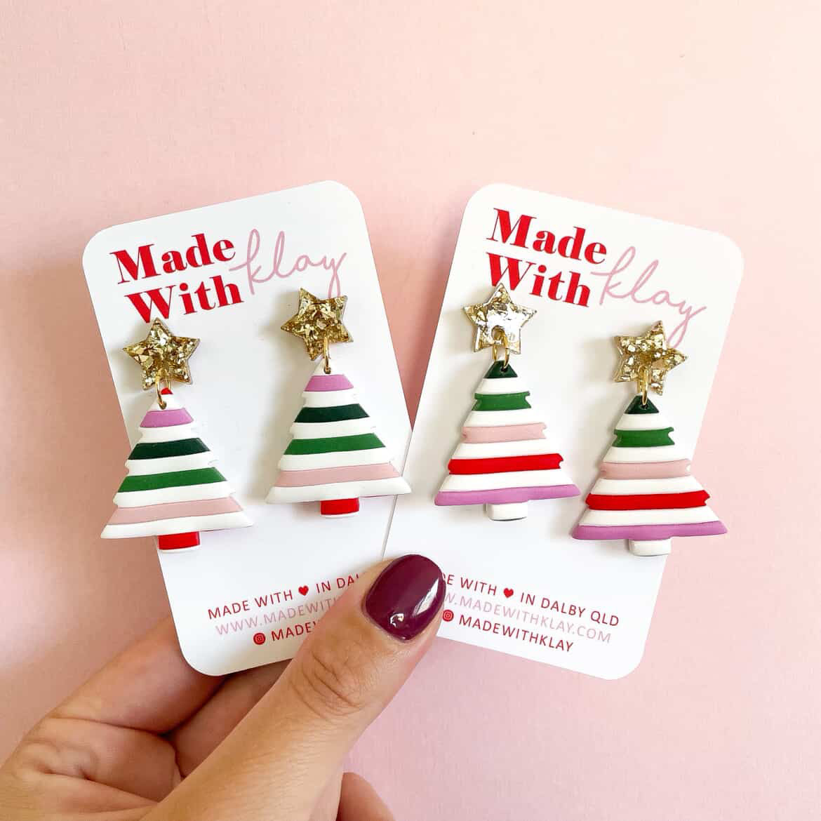 Peppermint Striped Christmas Tree Dangles
