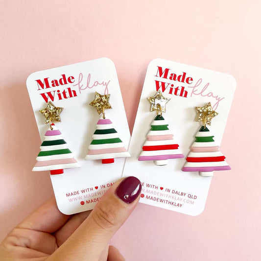 Peppermint Striped Christmas Tree Dangles