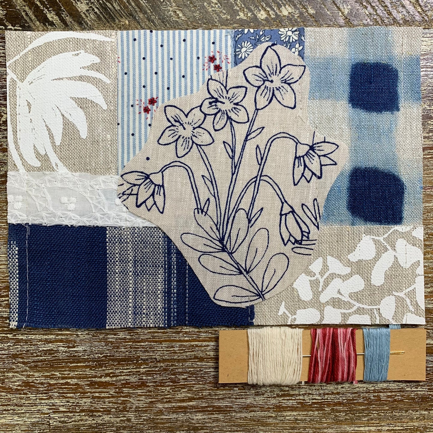 Blue Native Floral IV Slow Stitching Kit