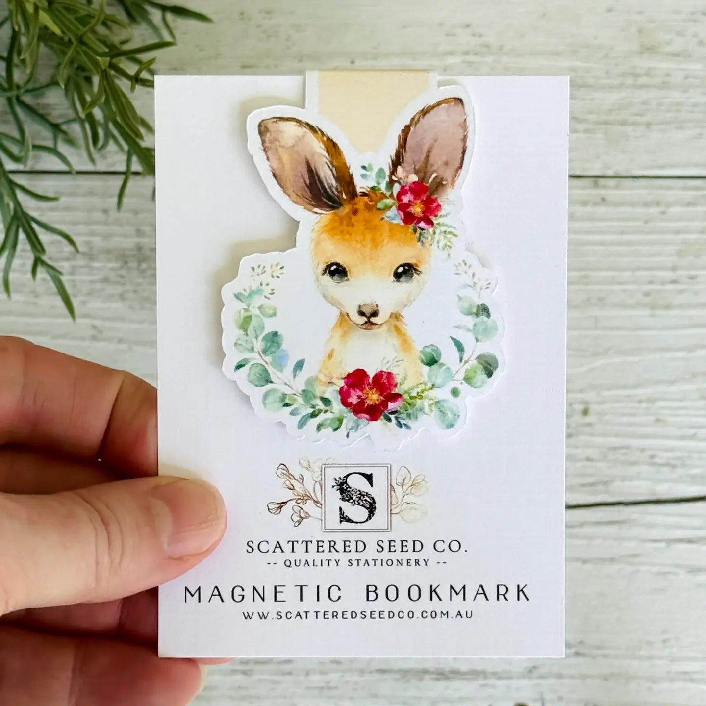 Floral Kangaroo Magnetic Bookmark