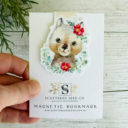 Floral Wombat Magnetic Bookmark