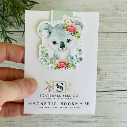 Floral Koala Magnetic Bookmark