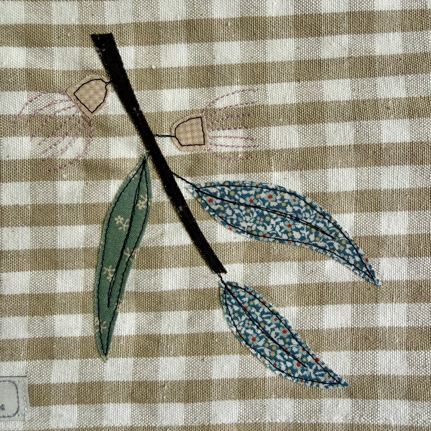 Taupe Gingham Cotton Tea Towel | Flowering Gum