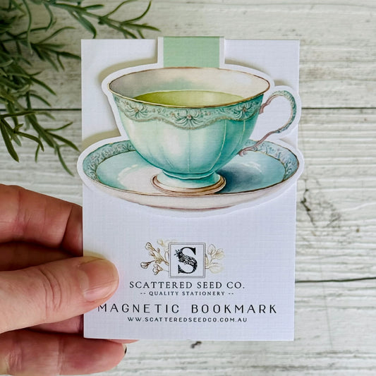 Mint Teacup Magnetic Bookmark