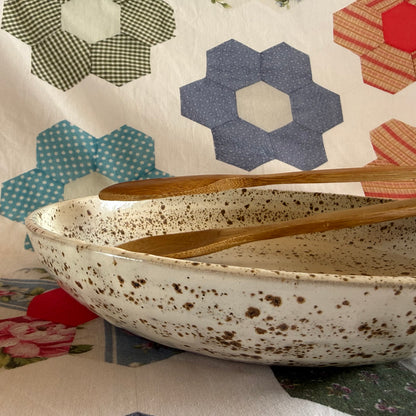 Serving Bowl | White Speckled