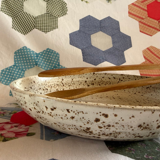 Serving Bowl | White Speckled