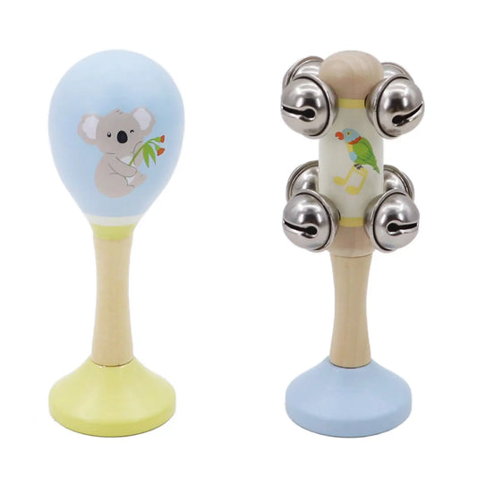 Musical Set | Wooden Koala Maraca and Rainbow Lorikeet Jingle Stick