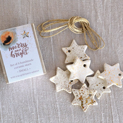 Gold Lustre Splatter Star Ornament Set