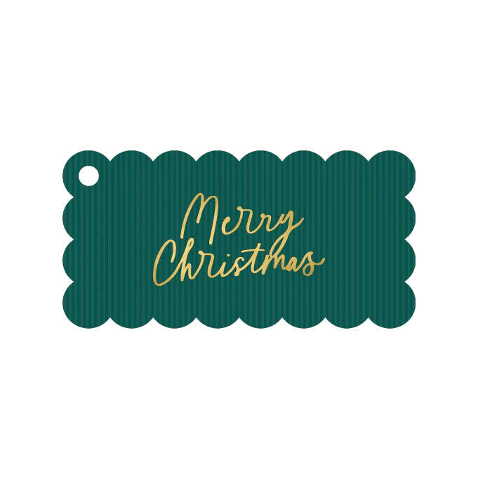 'Merry Christmas' Green Stripe Gift Tag