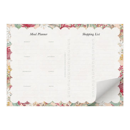 Native Floral 'Meal Plan & Shopping List' Magnetised A4 Notepad