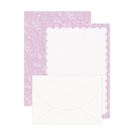 'Lilac Flannel Flowers' Blank Letter Writing Stationery Set