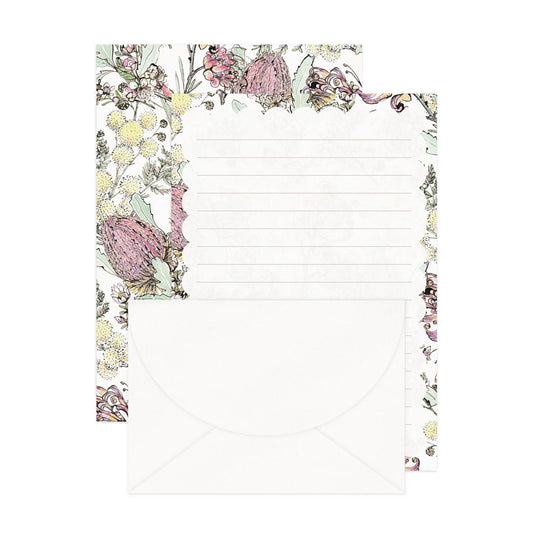 'Native Floral' Lined Letter Writing Stationery Set