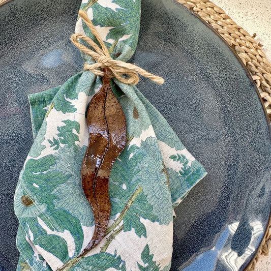 Brown Ceramic Eucalyptus Leaf