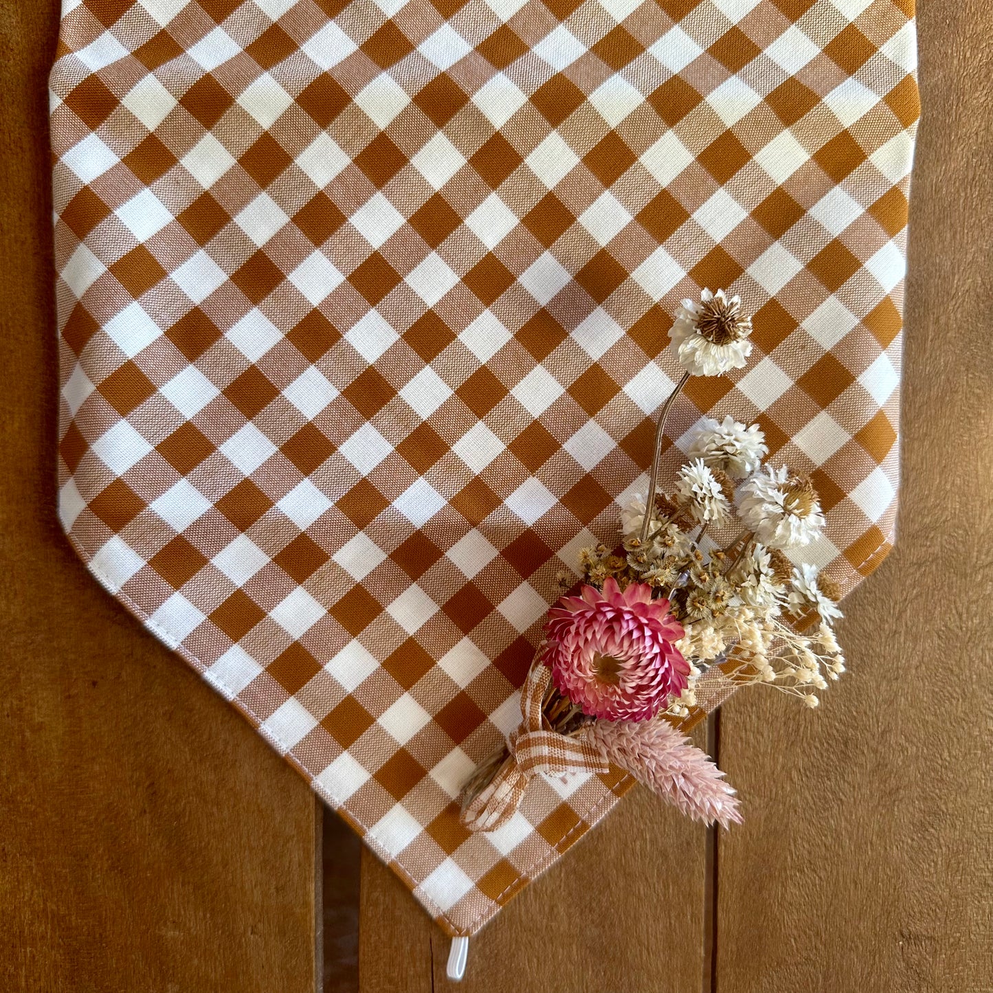 Roasted Pecan Gingham Neck Scarf