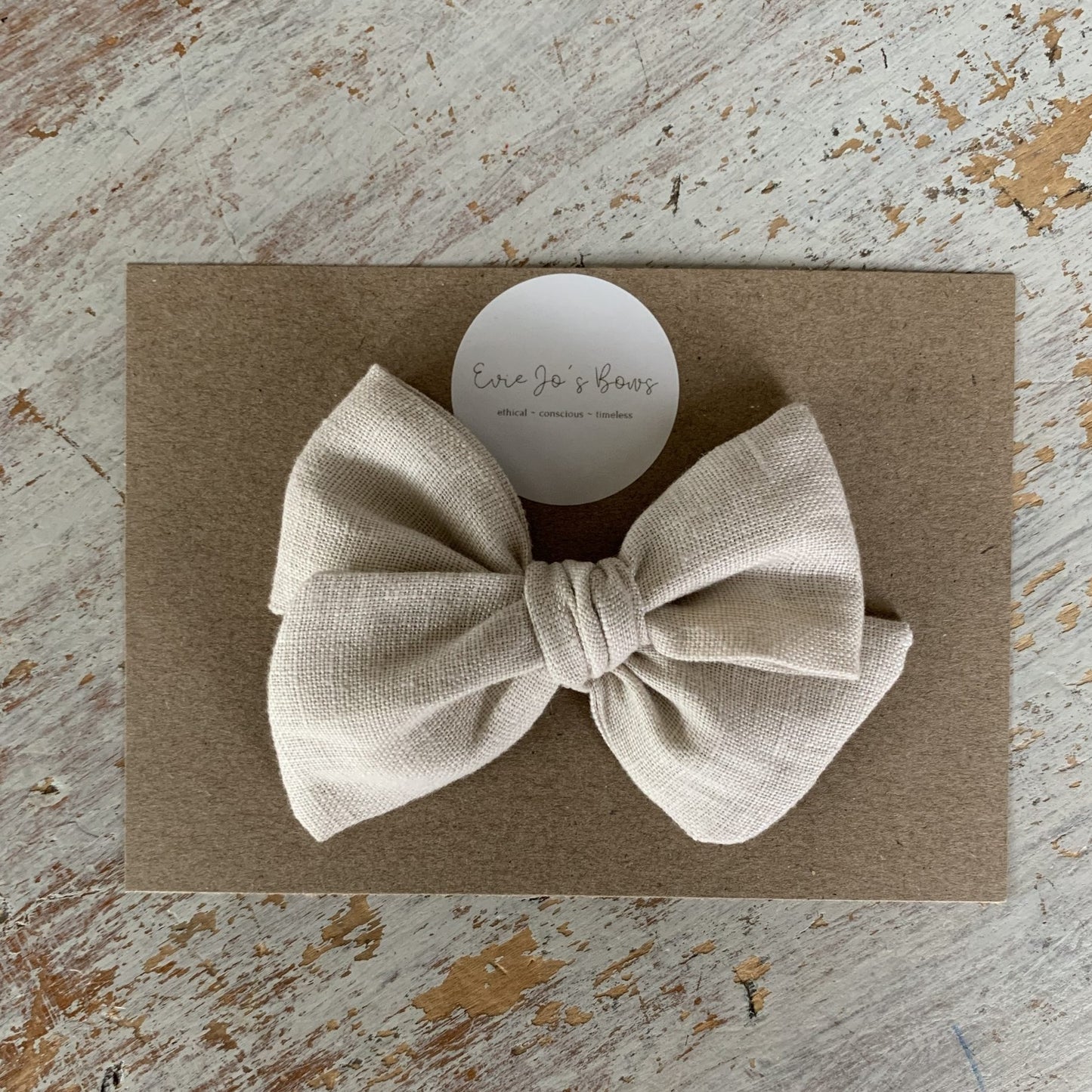 Taupe Linen Evie Bow