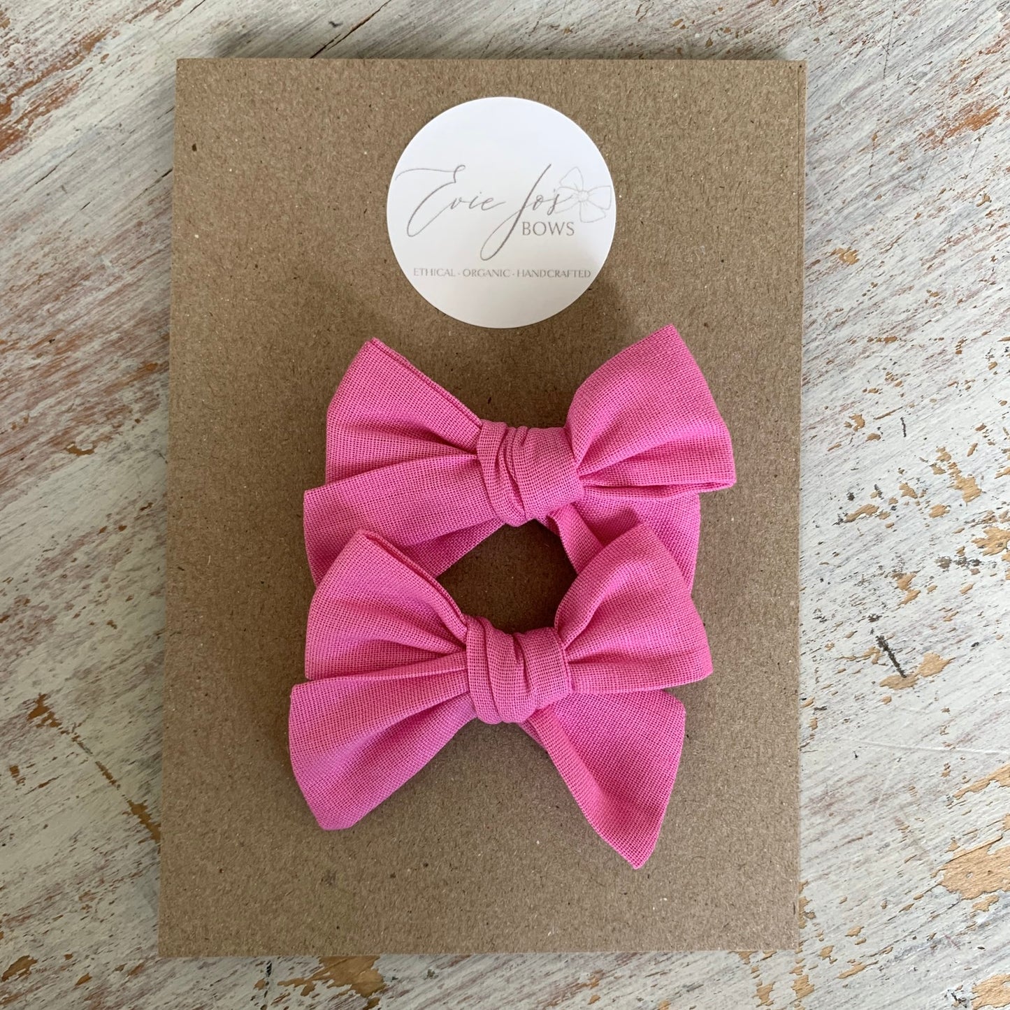 Candy Pink Linen Pigtail Set