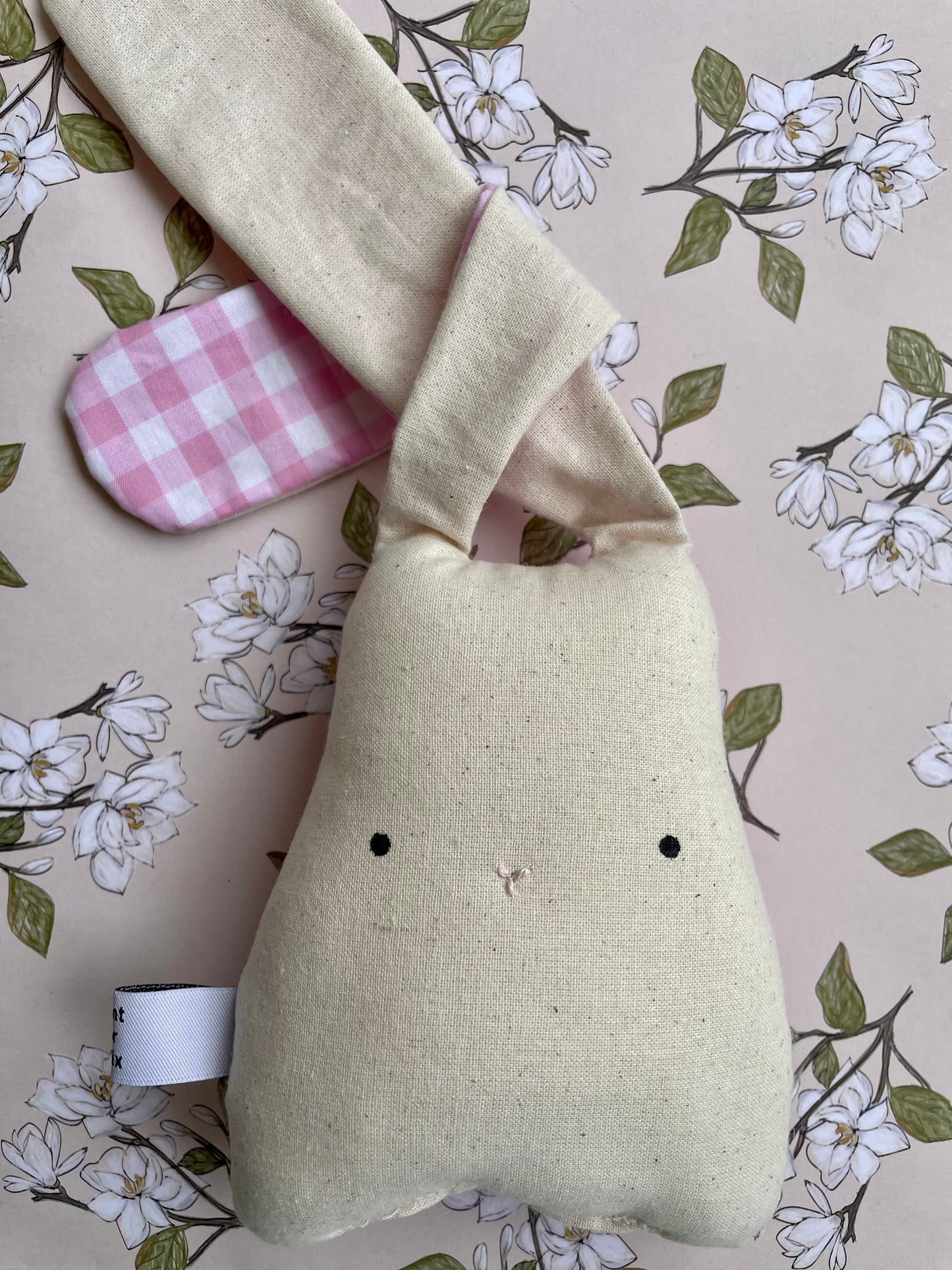 Bunny Rattle - Baby Pink Gingham
