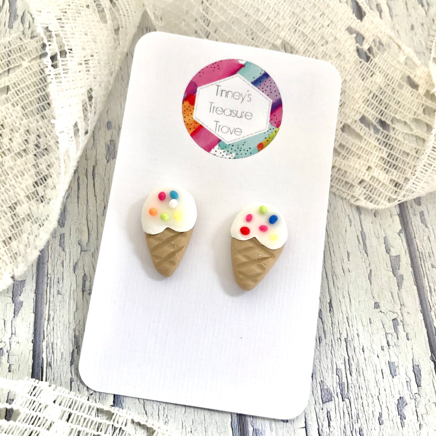 Wattle and Twine - Tinney Treasure Trove Ice cream Cone Earrings