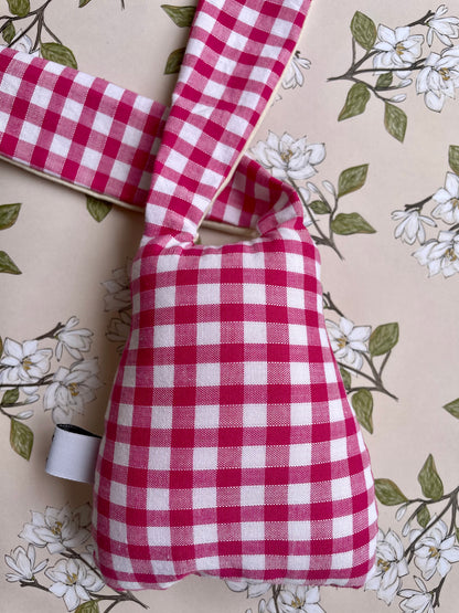 Bunny Rattle - Hot Pink Gingham